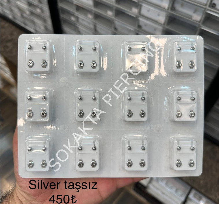 SILVER TAŞSIZ İLK DEKİM KÜPESİ