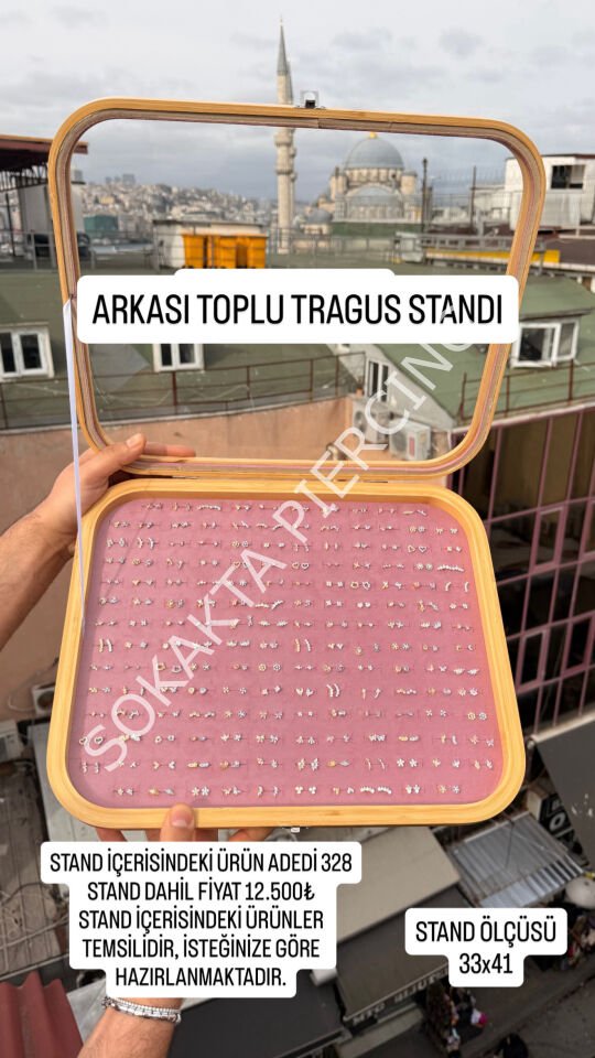 328 ADET CAMLI ARKASI TOPLU TRAGUS STANDI Pembe