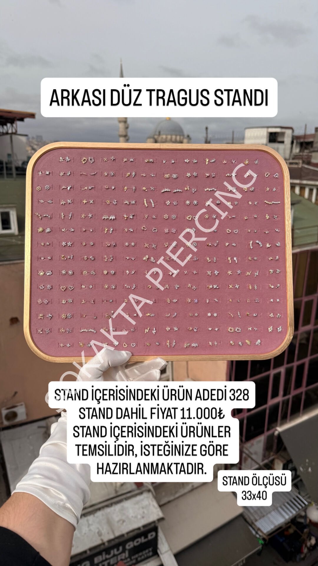 328 ADET ARKASI DÜZ TRAGUS STANDI Pembe