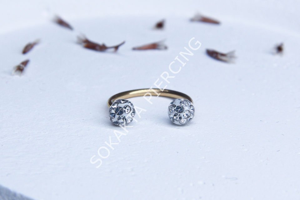 TAŞLI YARIM HALKA PİERCİNG Silver - 10 mm