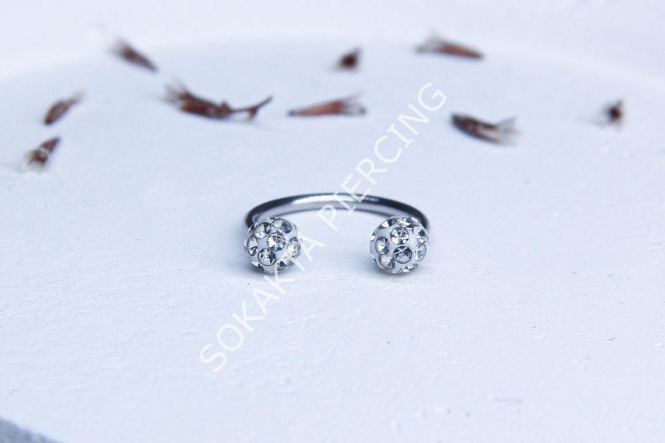 TAŞLI YARIM HALKA PİERCİNG Silver - 10 mm