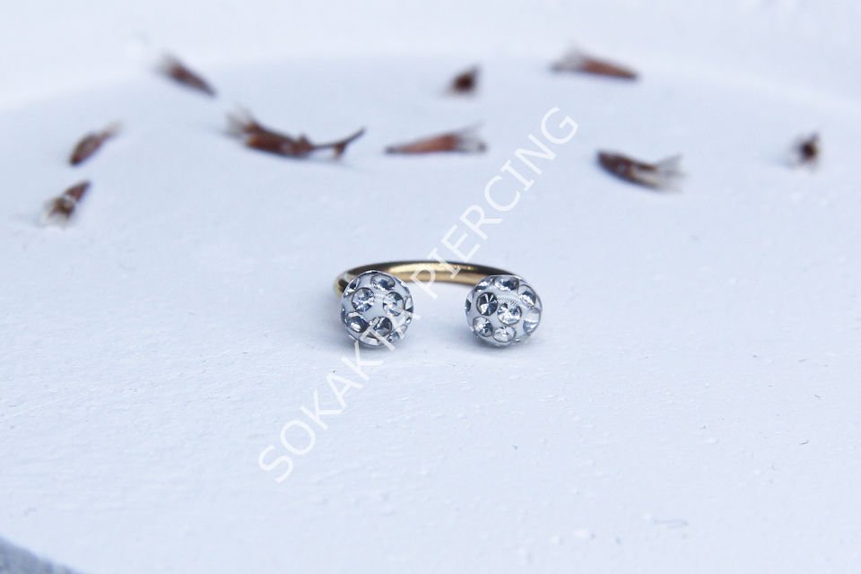 TAŞLI YARIM HALKA PİERCİNG Silver - 10 mm