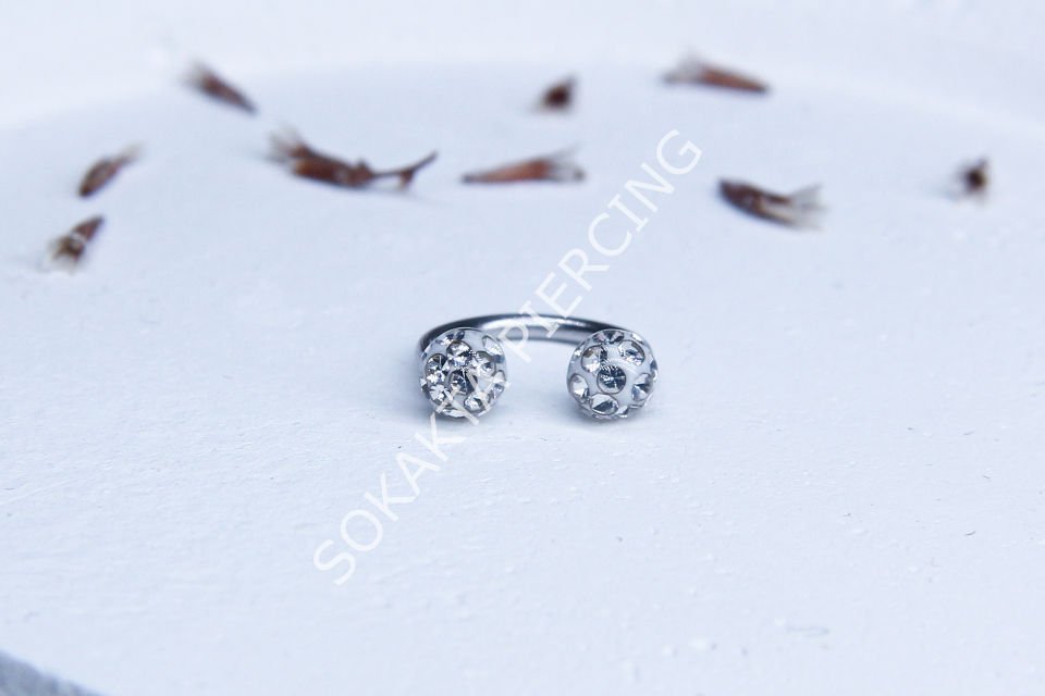 TAŞLI YARIM HALKA PİERCİNG Silver - 10 mm