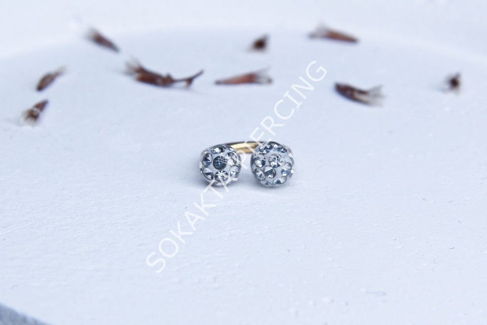 TAŞLI YARIM HALKA PİERCİNG Silver - 10 mm