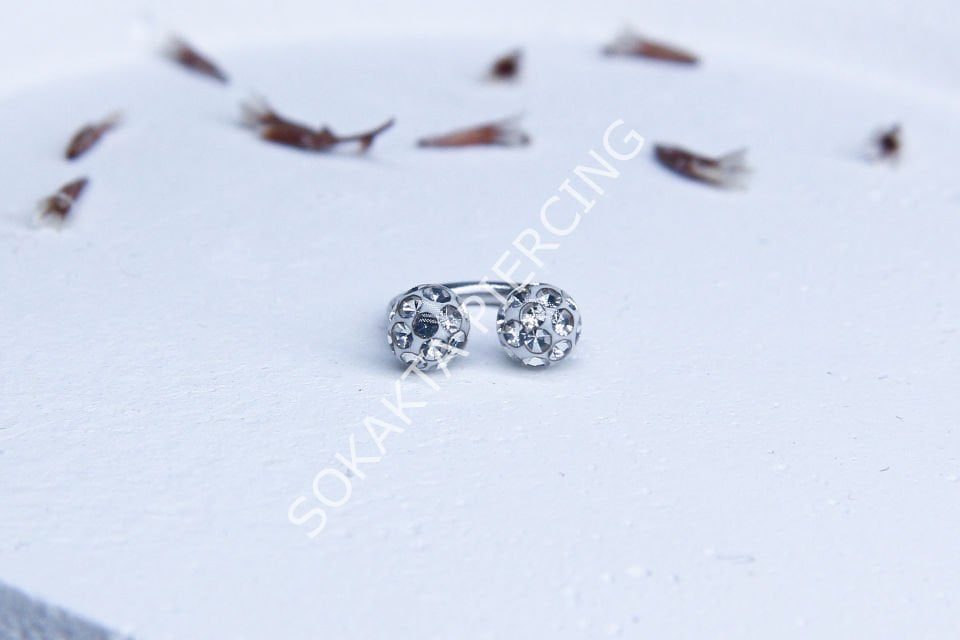 TAŞLI YARIM HALKA PİERCİNG Silver - 10 mm