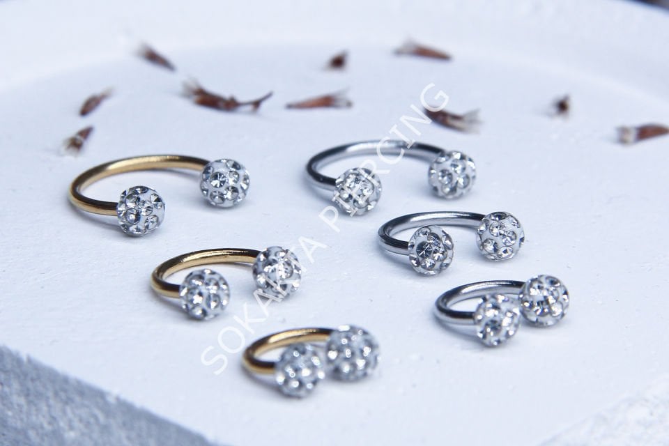 TAŞLI YARIM HALKA PİERCİNG Silver - 10 mm