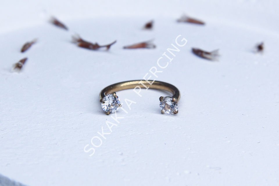 TAŞLI YARIM HALKA PİERCİNG Silver - 10 mm