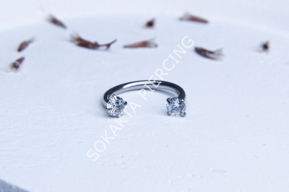 TAŞLI YARIM HALKA PİERCİNG Silver - 10 mm