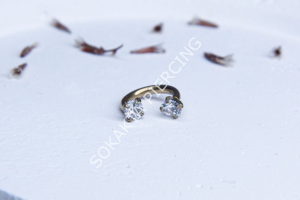TAŞLI YARIM HALKA PİERCİNG Silver - 10 mm