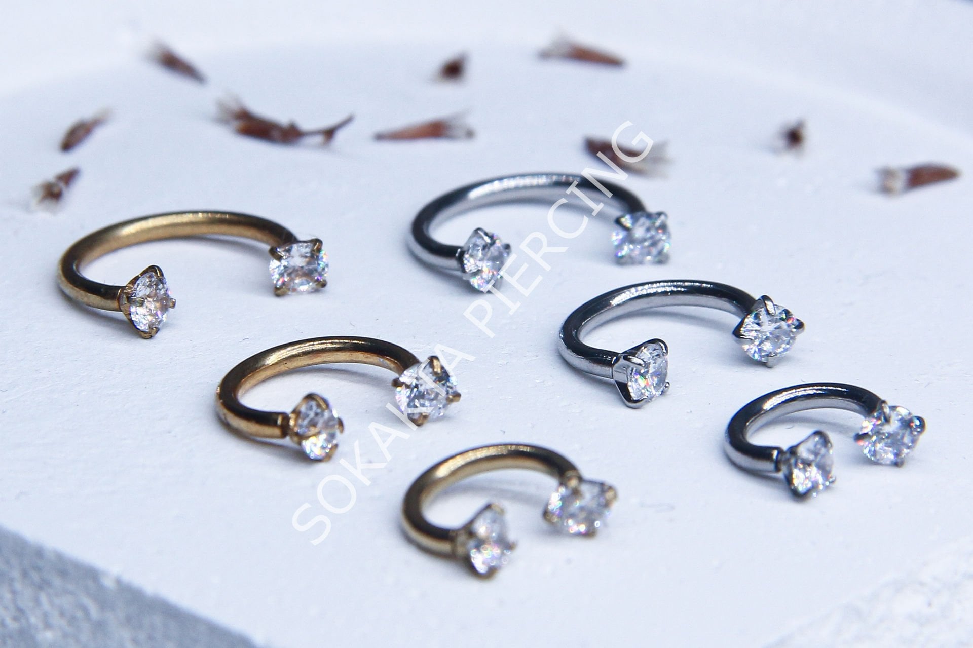 TAŞLI YARIM HALKA PİERCİNG Silver - 10 mm