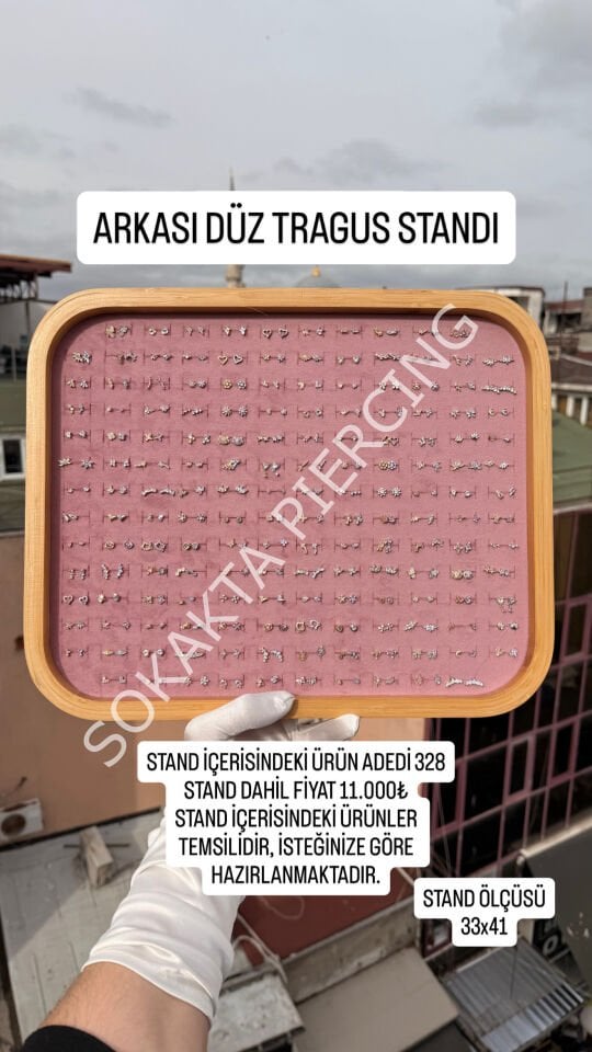 328 ADET ARKASI DÜZ PİERCİNG STANDI Gri