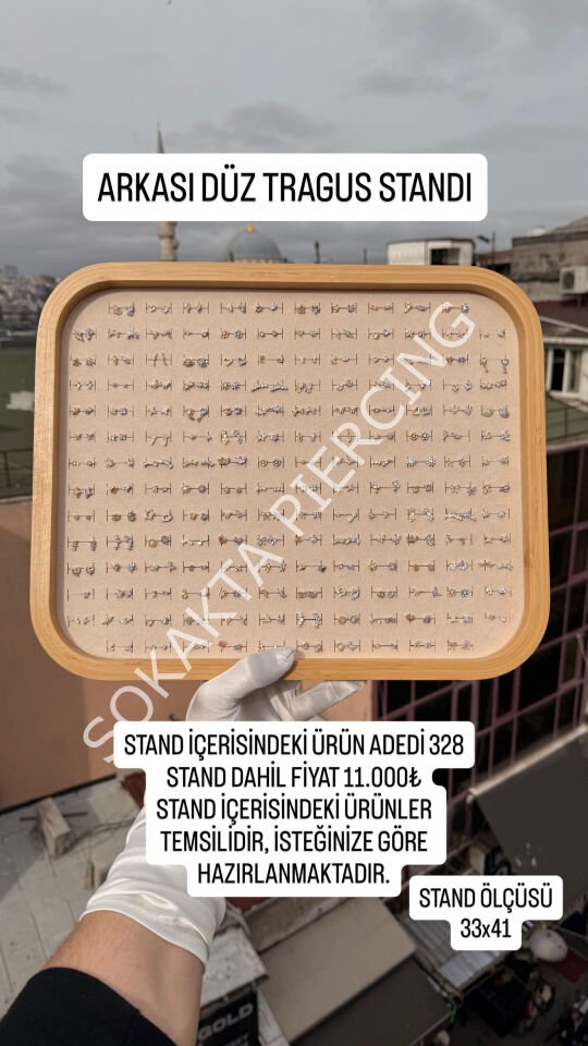 328 ADET ARKASI DÜZ PİERCİNG STANDI Gri