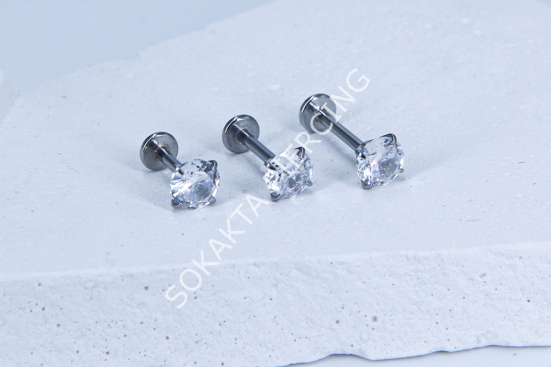 TEK TAŞ BÜYÜK  BAGET PİERCİNG 6 mm