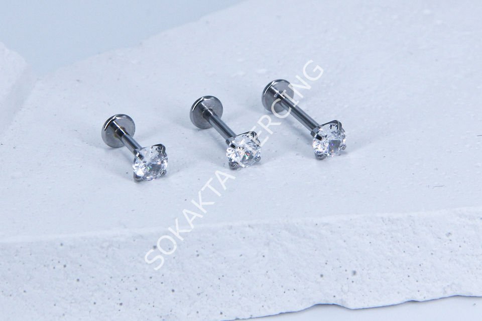 TEK TAŞ ORTA  BAGET PİERCİNG 10 mm