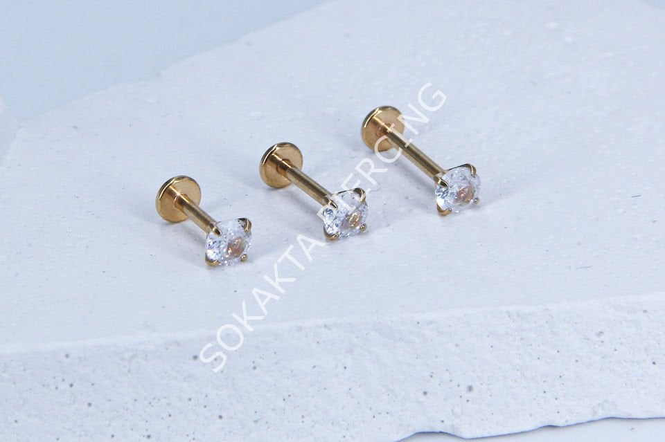 TEK TAŞ  ORTA BAGET PİERCİNG 6 mm