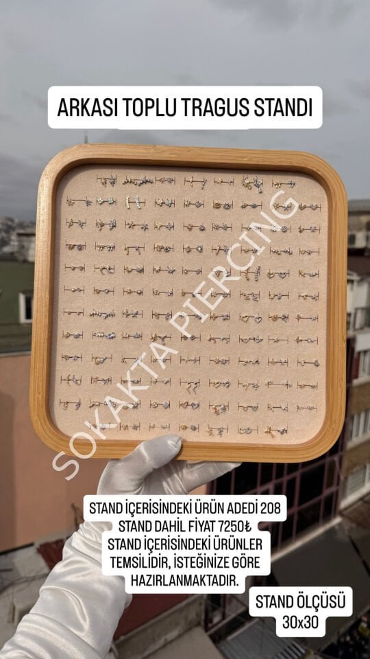 208 ADET ARKASI TOPLU PİERCİNG STANDI Gri