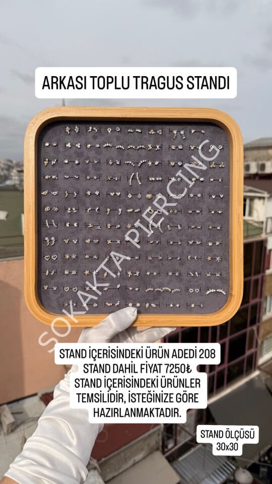 208 ADET ARKASI TOPLU PİERCİNG STANDI Gri