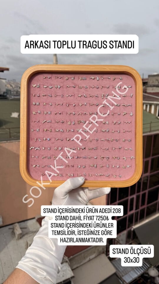 208 ADET ARKASI TOPLU PİERCİNG STANDI Gri