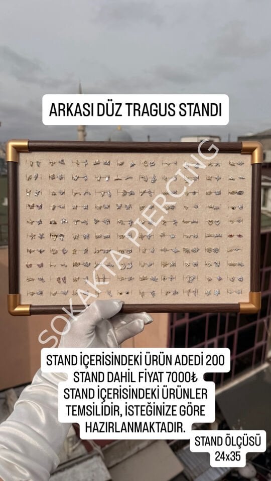 200 ADET ARKASI DÜZ PİERCİNG STANDI Silver