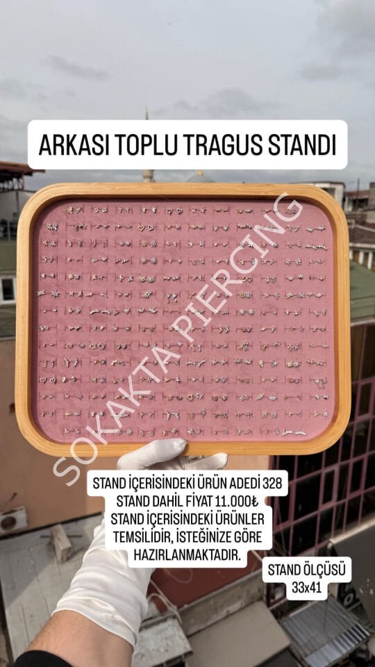 328 ADET ARKASI TOPLU PİERCİNG STANDI Gri
