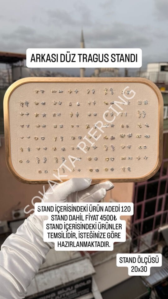 120 ADET ARKASI DÜZ  PİERCİNG STANDI Pembe