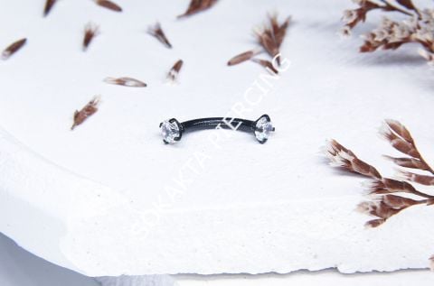 8 MM TAŞLI KAŞ PİERCİNG Silver