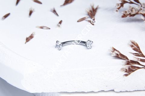 8 MM TAŞLI KAŞ PİERCİNG Silver