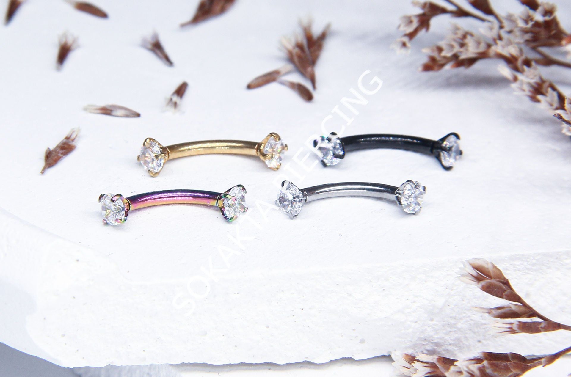 8 MM TAŞLI KAŞ PİERCİNG Silver