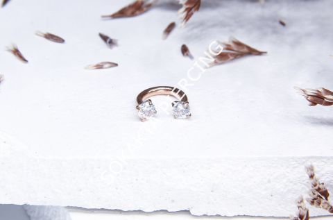 6 MM TAŞLI YARIM HALKA PİERCİNG Gold