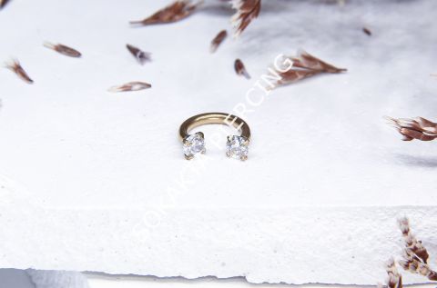 6 MM TAŞLI YARIM HALKA PİERCİNG Gold