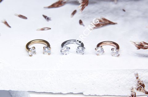 6 MM TAŞLI YARIM HALKA PİERCİNG Gold