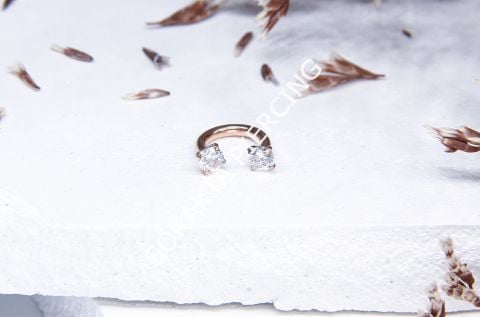 6 MM TAŞLI YARIM HALKA PİERCİNG Silver