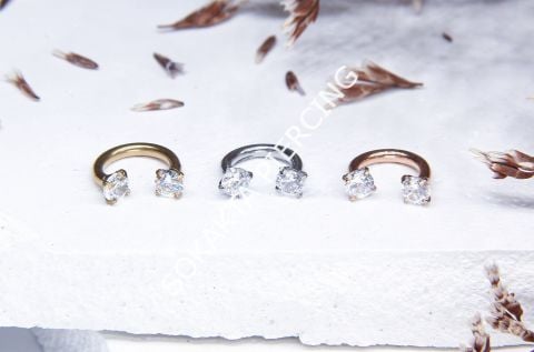 6 MM TAŞLI YARIM HALKA PİERCİNG Silver