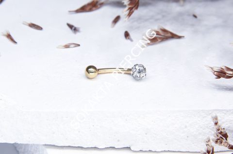 8 MM TAŞLI KAŞ PİERCİNG Gold