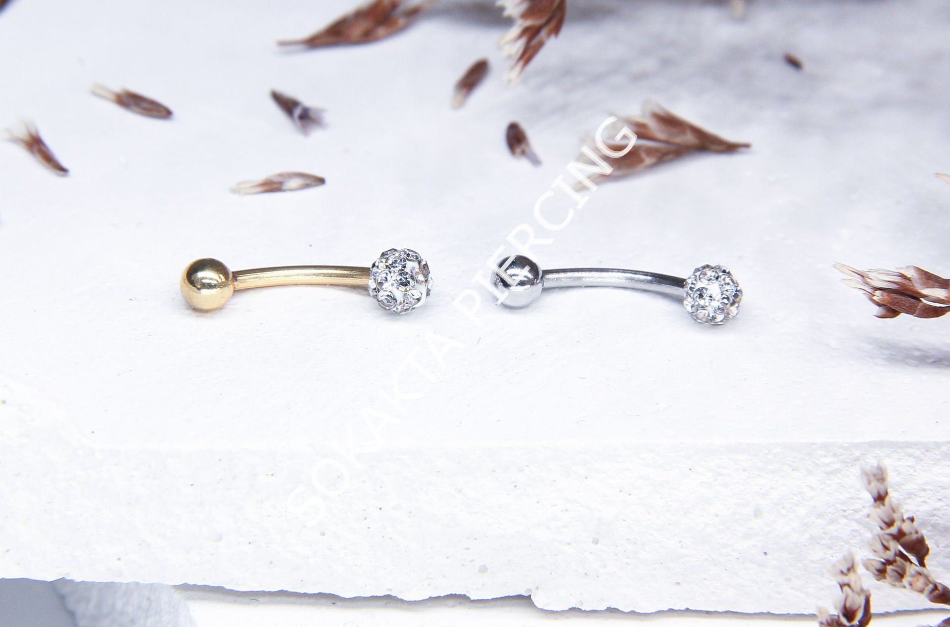 8 MM TAŞLI KAŞ PİERCİNG Gold