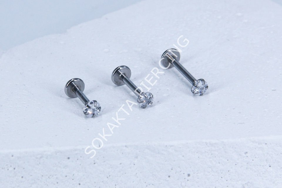 TEK TAŞ ORTA ÇİÇEK PİERCİNG 10 mm