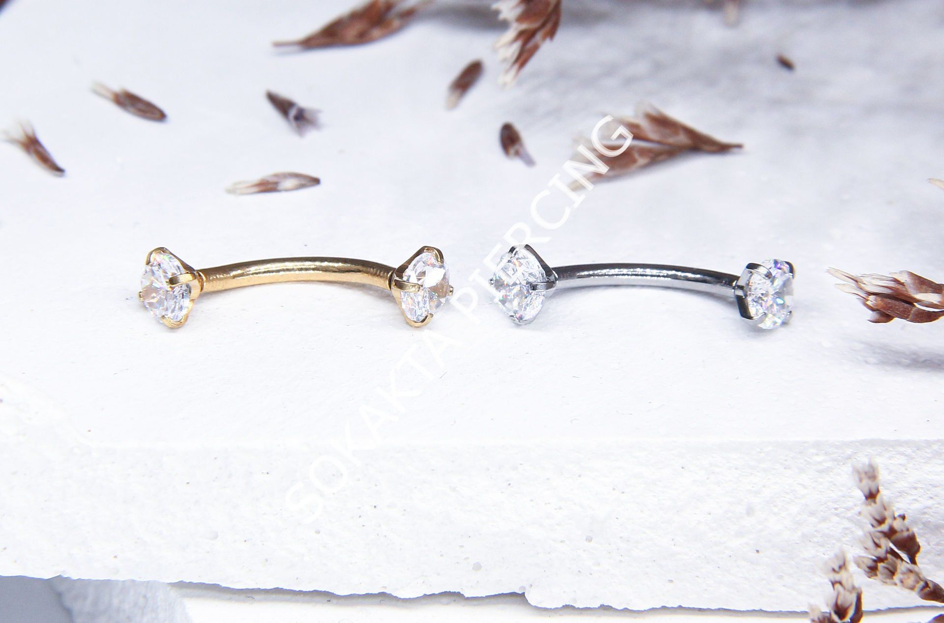 10 MM TAŞLI KAŞ PİERCİNG Silver