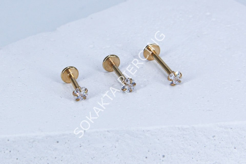 TEK TAŞ ORTA  ÇİÇEK  PİERCİNG 10 mm