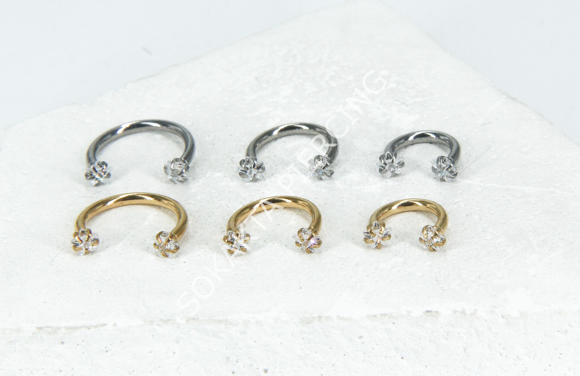 YILDIZ  TAŞLI YARIM HALKA Silver - 10 mm