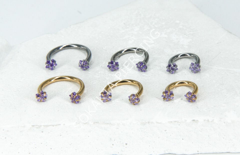 MOR YILDIZ  TAŞLI YARIM HALKA Silver - 10 mm