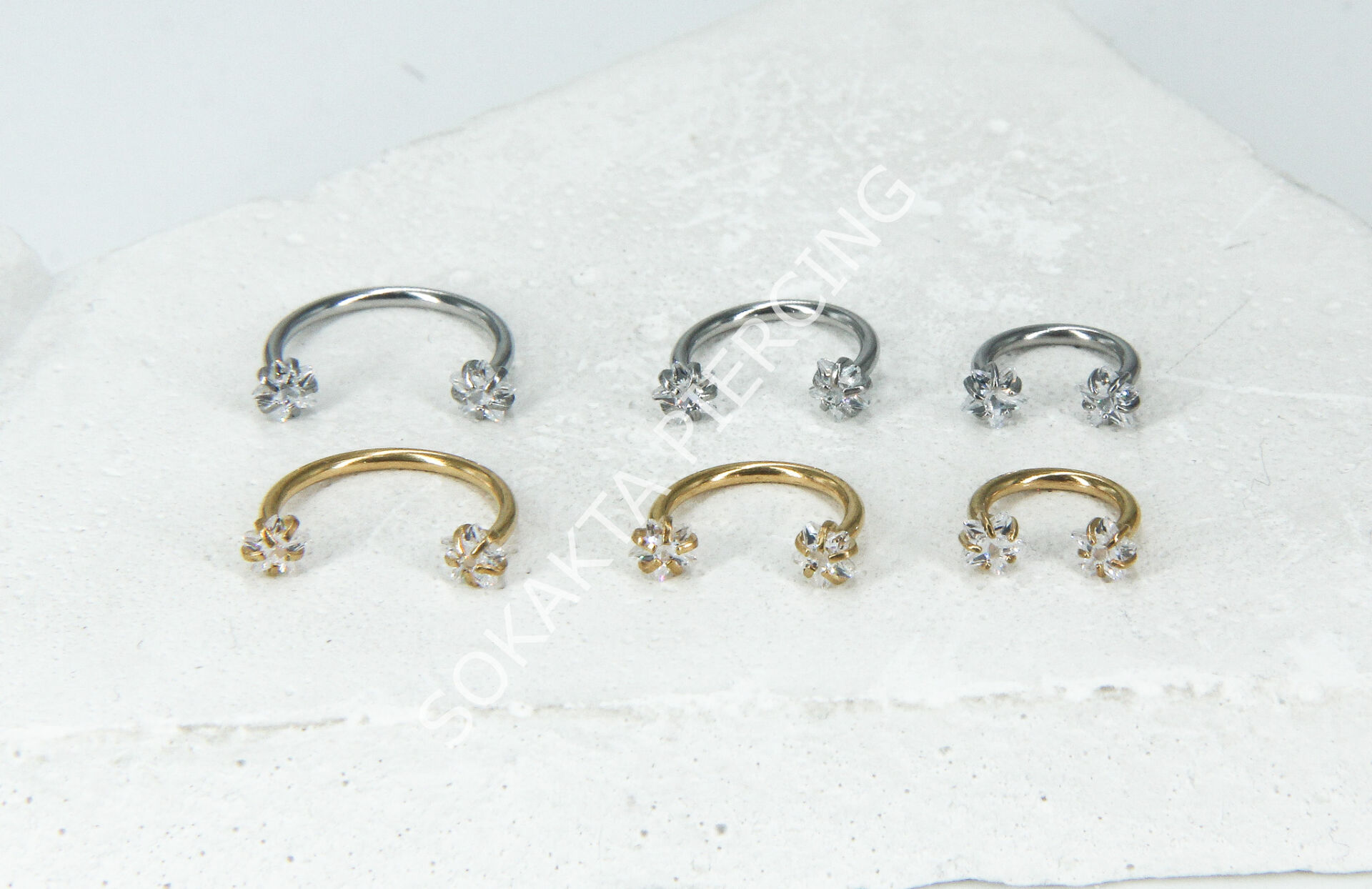 YILDIZ  TAŞLI YARIM HALKA Silver - 10 mm