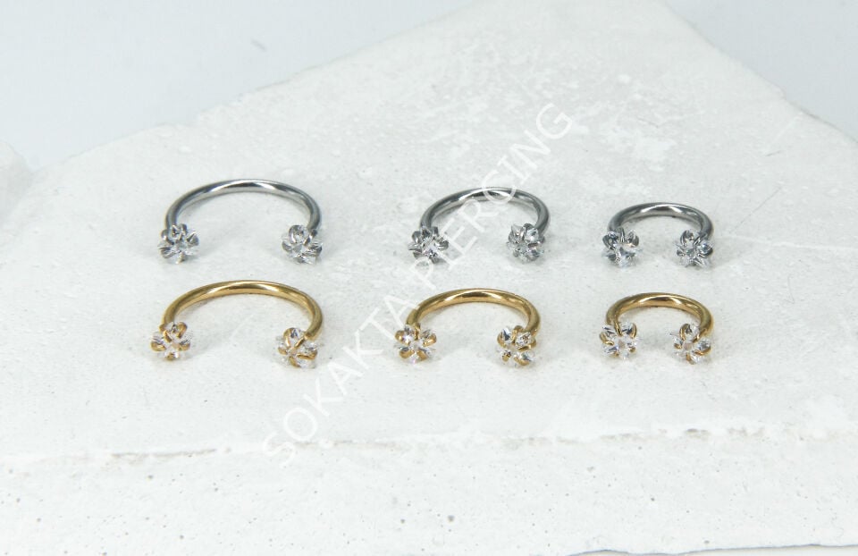 YILDIZ  TAŞLI YARIM HALKA Silver - 10 mm