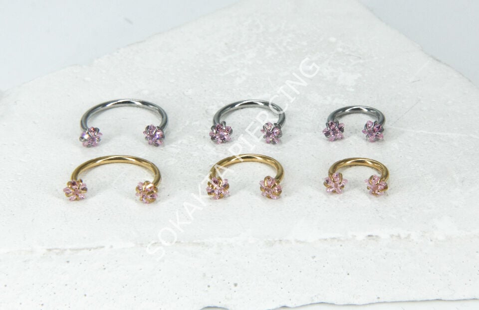 PEMBE YILDIZ  TAŞLI YARIM HALKA Silver - 10 mm