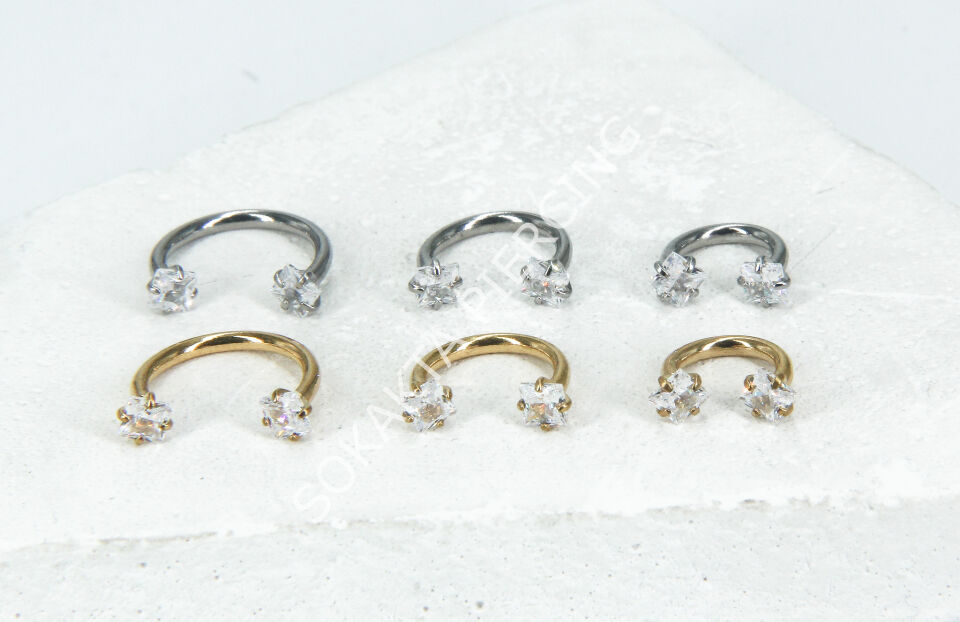 KARE  TAŞLI YARIM HALKA Silver - 10 mm
