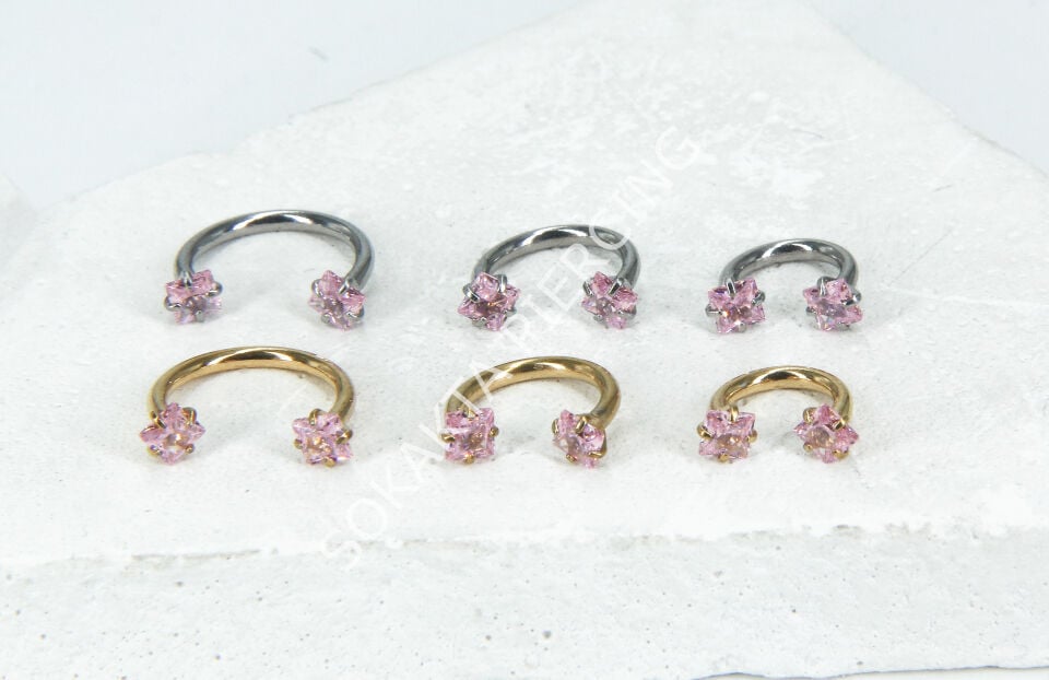 PEMBE KARE  TAŞLI YARIM HALKA Silver - 10 mm