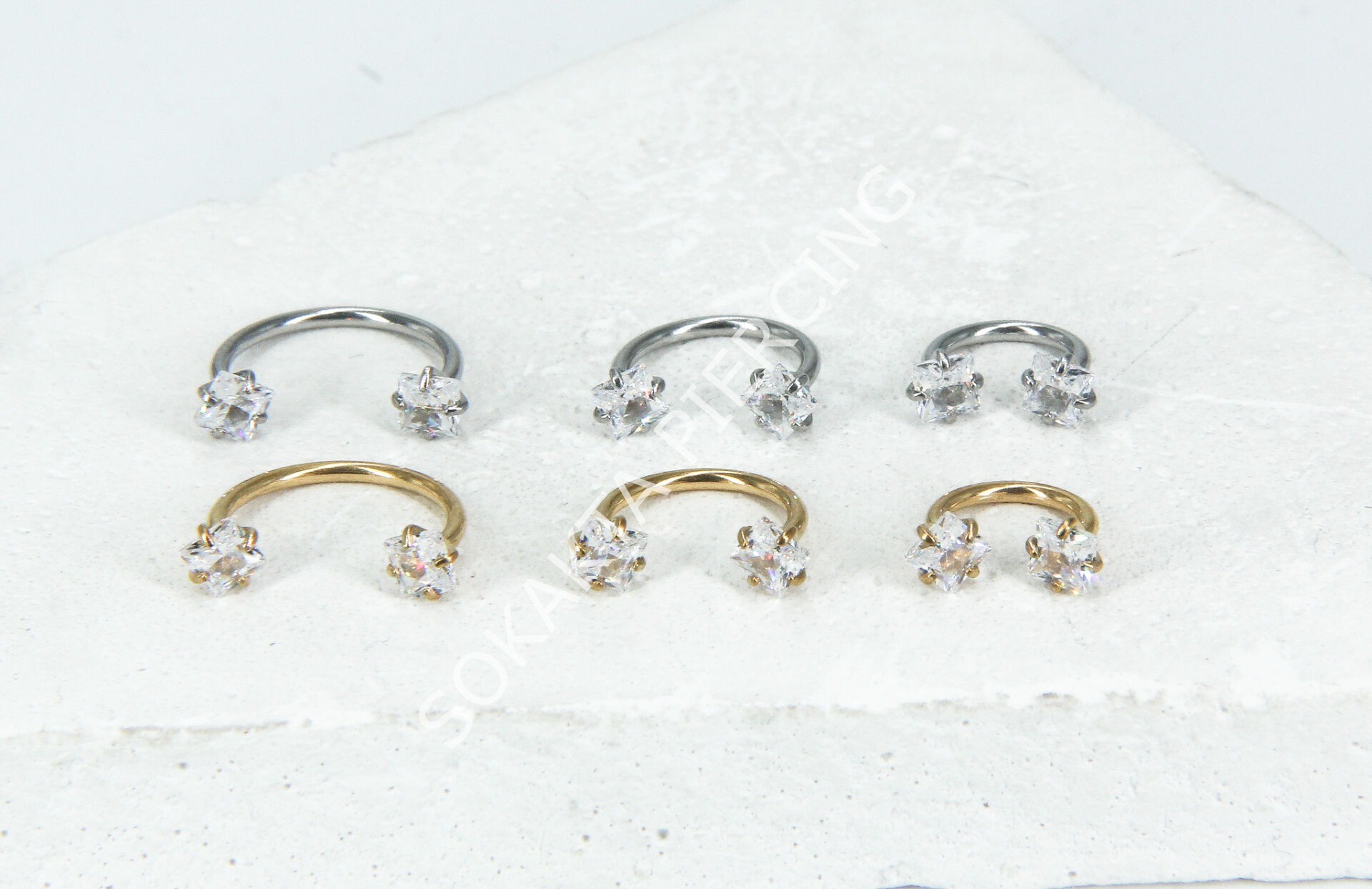 KARE  TAŞLI YARIM HALKA Silver - 10 mm