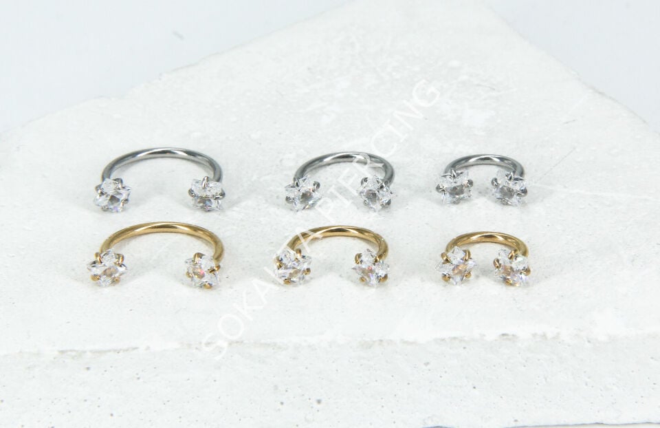 KARE  TAŞLI YARIM HALKA Silver - 10 mm