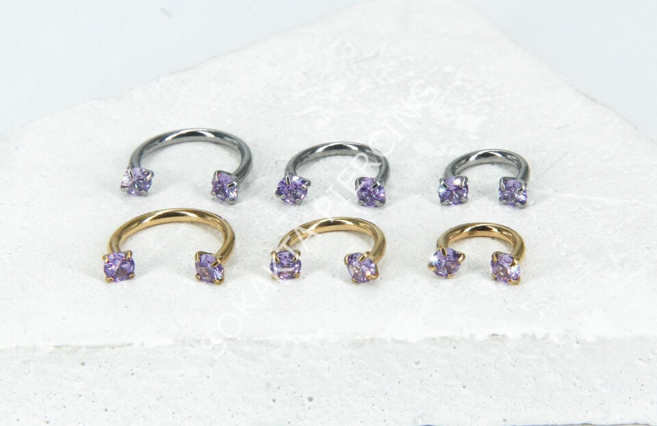 BAGET  TAŞLI YARIM HALKA Silver - 10 mm