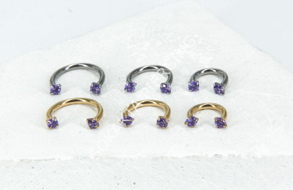 MOR BAGET  TAŞLI YARIM HALKA Silver - 10 mm