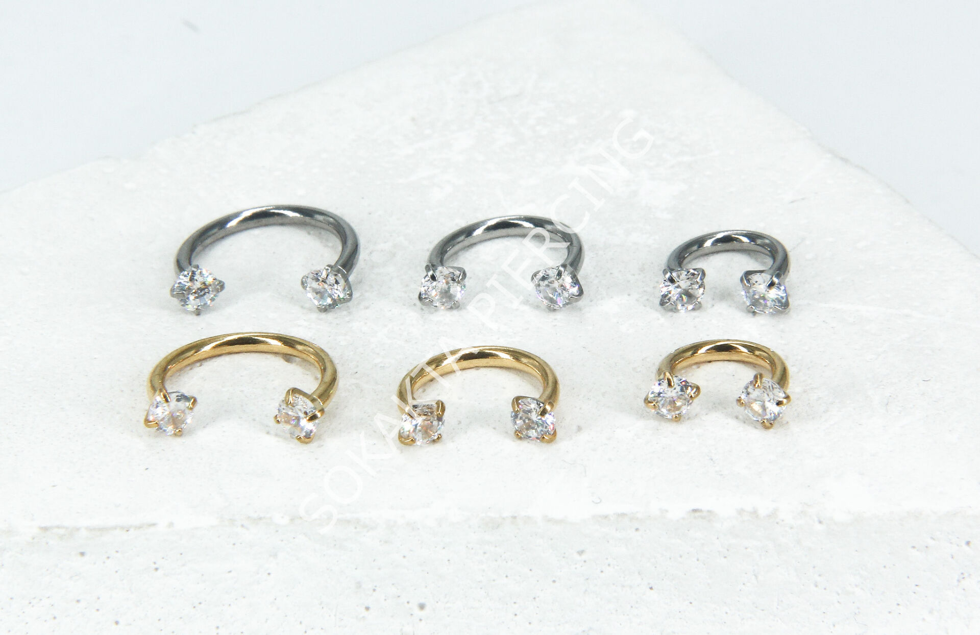 TAŞLI YARIM HALKA Silver - 10 mm